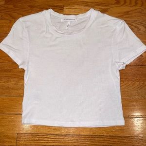 BCBG Cropped Rib Knit Baby Tee